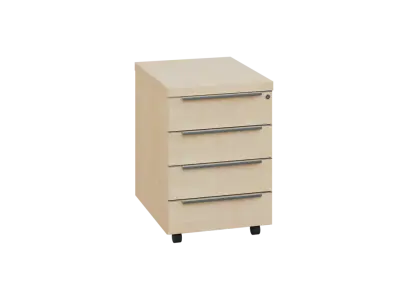 SIKZ - 01 kontejner pojízdný, 4-zásuvkový, deska 18 mm, zámek na první zásuvce, bříza světlá